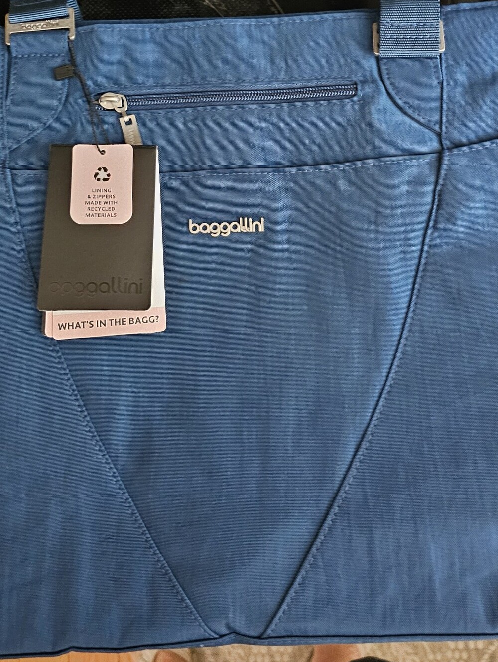 Baggallini Avenue Convertible Tote Crossbody Laptop & Luggage Handle Sleeve Blue